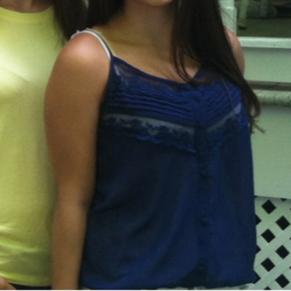 Blue Lace and Chiffon Tank